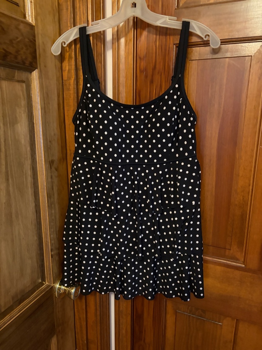 Women’s Black & White Polka Dot Camisole Swing Top swim suit